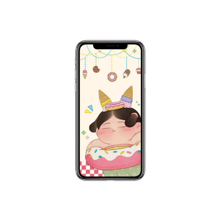 【周边】胖脸吉祥：手机壁纸 甜甜圈少女 手机壁纸