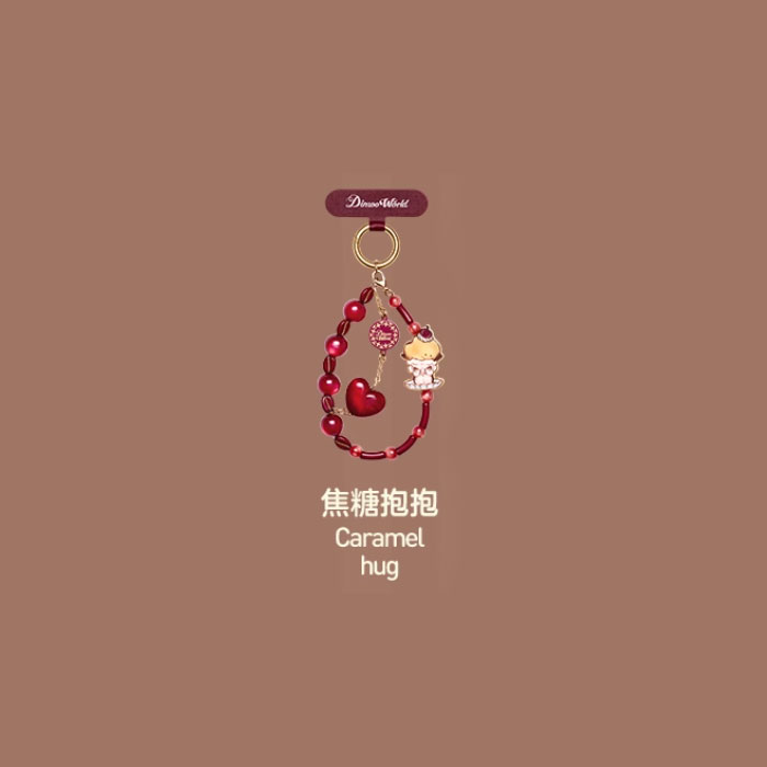 【周边】泡泡玛特 · Dimoo world 心动特调系列：盲盒手机挂链 焦糖抱抱 Caramel hug 挂链