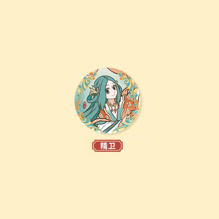 【周边】非人哉 × 敦煌画院 瑞兽呈祥系列：马口铁徽章盲盒（圆形款） 精卫 徽章