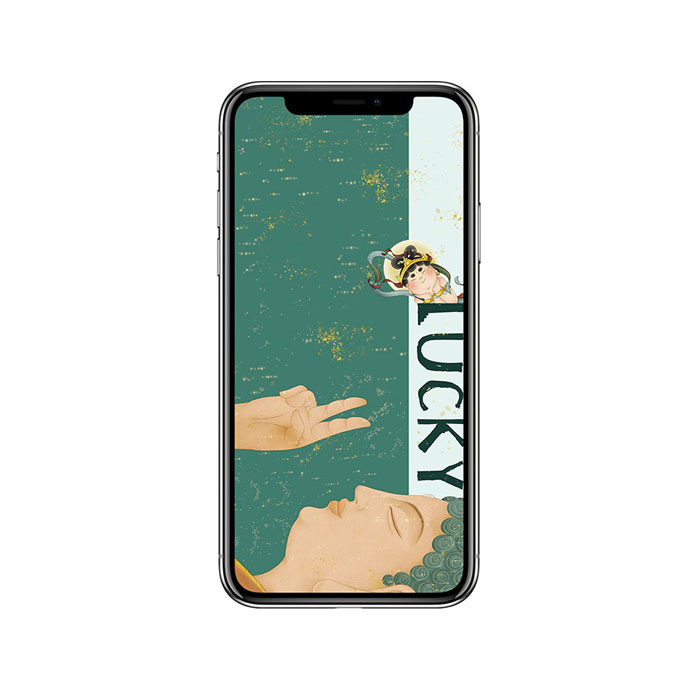 【周边】胖脸吉祥 · 敦煌境系列：手机壁纸 LUCKY佛有好运 手机壁纸