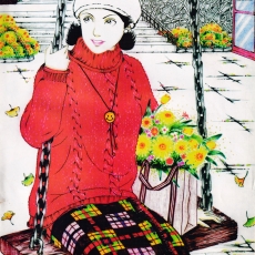 插画《街心公园的秋天》，刊载于北京卡通1999年3月号内页。
